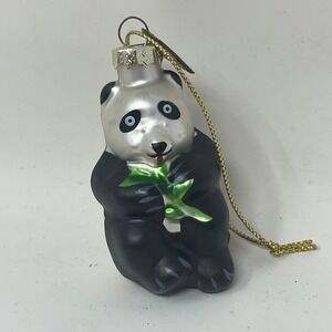 Thomas Pacconi Classics Panda Bear Glass Christmas Ornament Bamboo Animal Decor